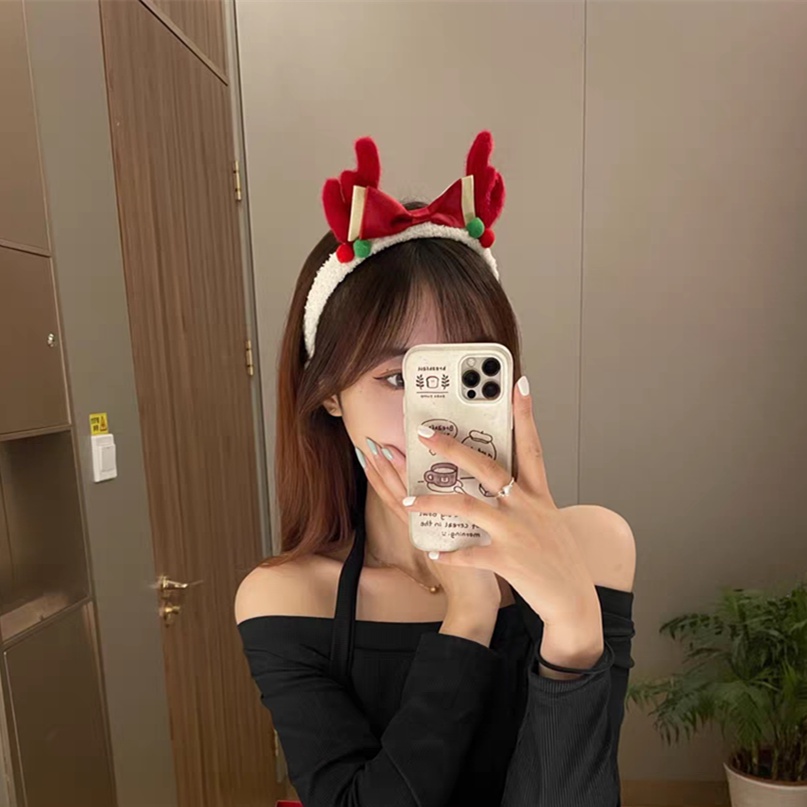 Băng Đô Cài Tóc Hình Sừng Hươu Giáng Sinh Dễ Thương