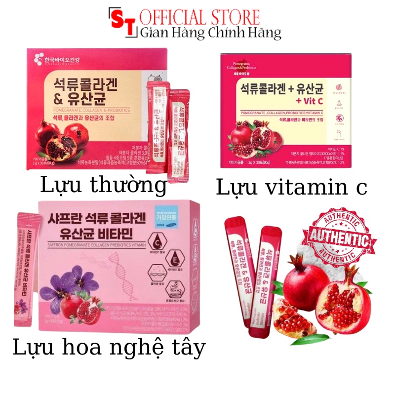 Collagen Lựu Đỏ Hàn Quốc 30 Gói Chính Hãng - Bột Uống Colagen Trắng Da
