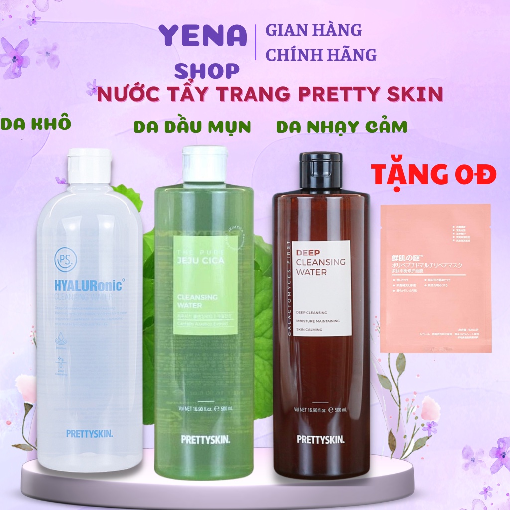 Nước Tẩy Trang PrettySkin - Nhập khẩu chính ngạch Hàn Quốc Làm sạch sâu Cấp ẩm Phù hợp mọi loại da TẶNG MẶT NẠ