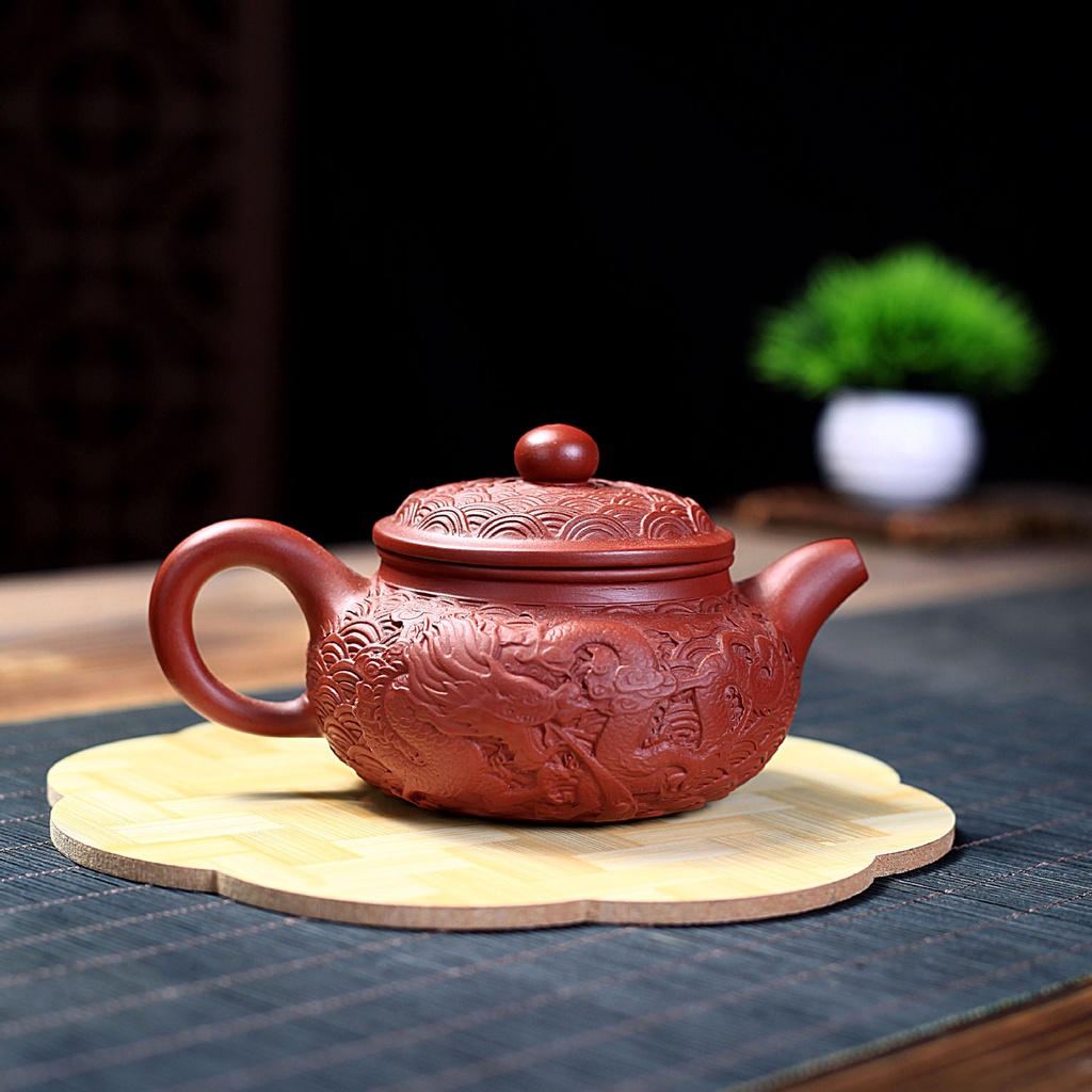 Ấm Tử Sa Nghi Hưng Phỏng Cổ Văn Long 250 ml (Đại Hồng Bào)