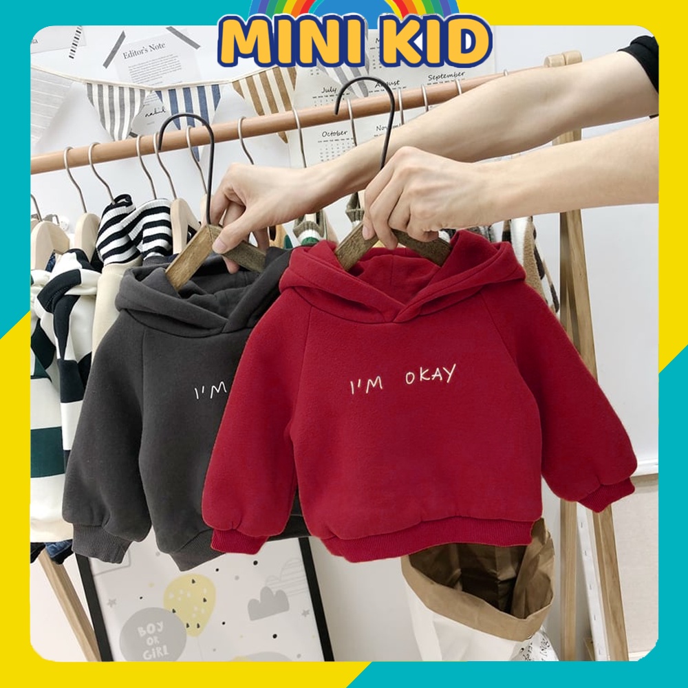 Áo Nỉ Bông Hoodie Có Mũ Cho Bé Trai Bé Gái Thu Đông Size 8-22kg MINI KID