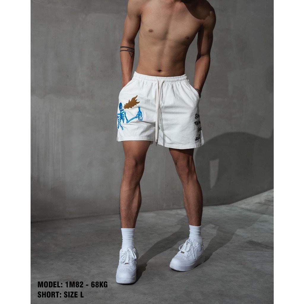 Stressmama Quần Short đùi OBS SHORTS màu trắng chất liệu bố 100% Cotton, chi tiết thêu, thoáng mát Local Brand