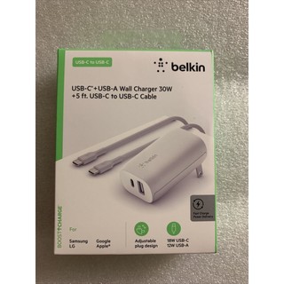 Bộ cáp sạc belkin 30w 2 port + cáp usb-c to usb-c 1.5m