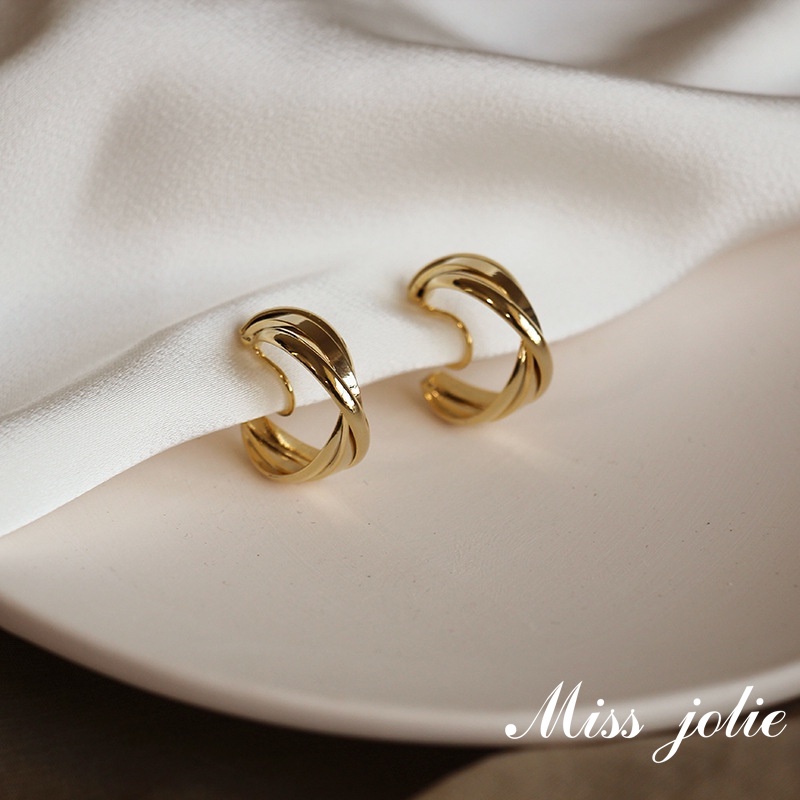 ✨MIss Jolie✨Clip On Earring Without Piercing Ear clip clips 无耳洞耳环耳夹 no ear hole earrings kepit hijab friendly Bông Tai Mạ Bạc 925 Dạng Kẹp Phong Cách Retro Không Đau Cho Nữ
