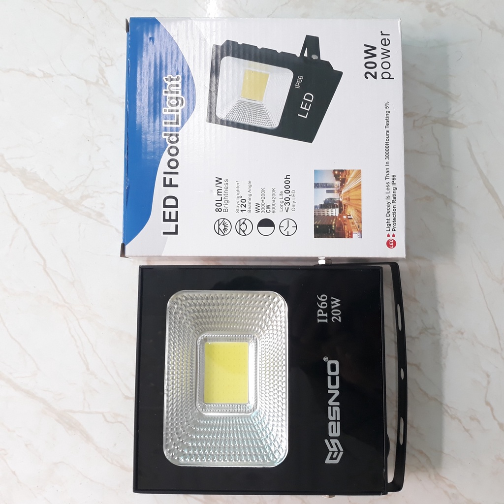 Đèn pha led 20W ENSCO chuyên công trình bảng hiệu, trang trí sân vườn chống nước IP66 - QM.DD048