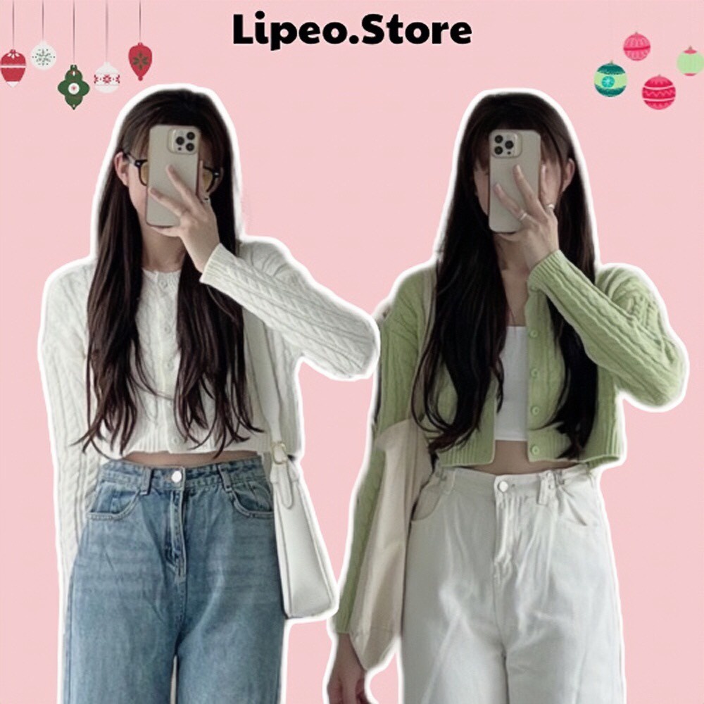 Áo len thừng cổ tròn nữ dáng Croptop