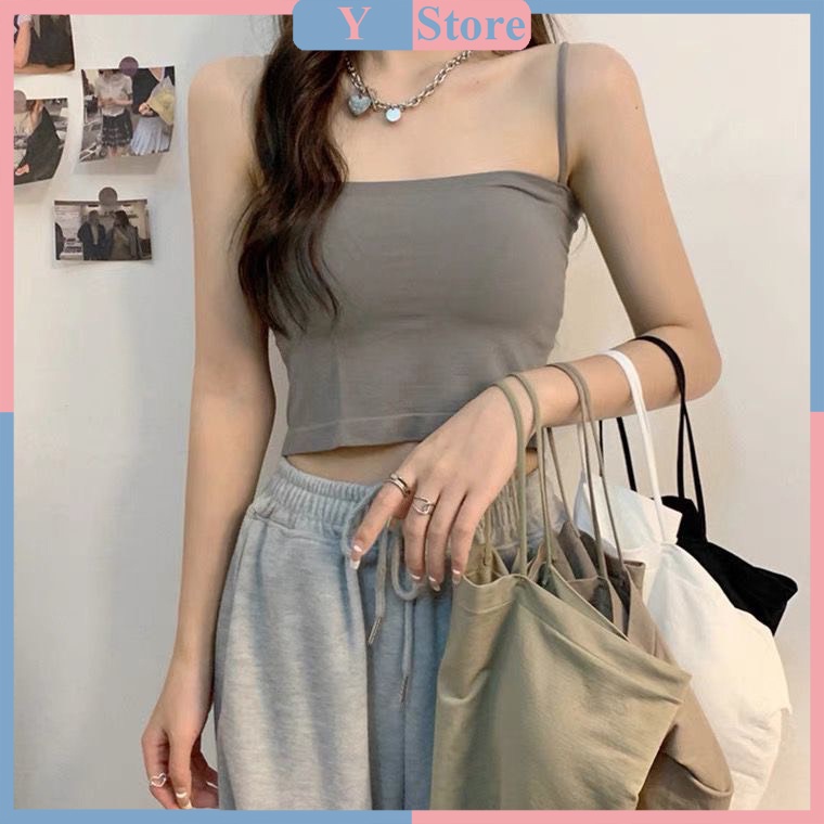 Áo bra cotton 2 dây kèm đệm ngực dáng croptop 1803 | BigBuy360 - bigbuy360.vn