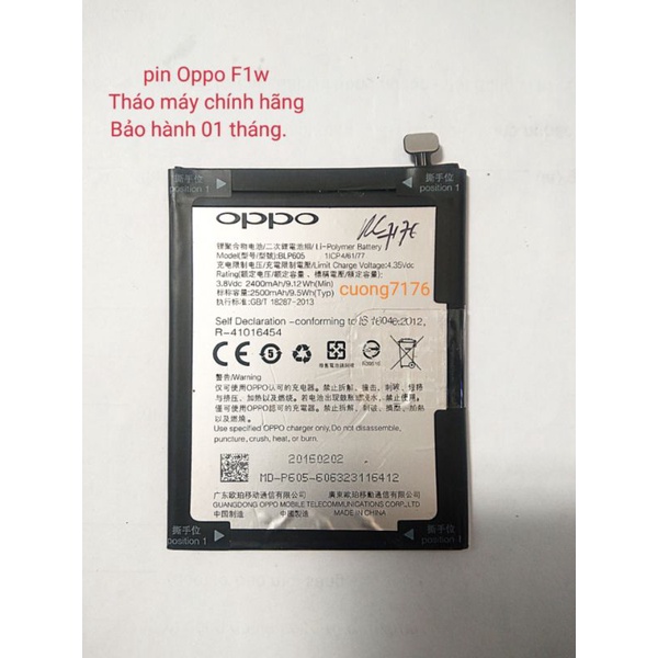 Pin Oppo BLP605 tháo máy Oppo F1W Chính Hãng