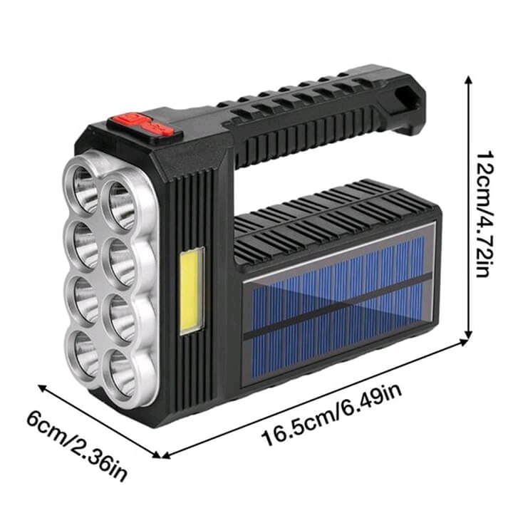 Đèn pin siêu sáng cầm tay CTFAST W5117 8 đèn LED 4 chế độ chiếu xa sạc usb kết hợp năng lượng mặt trời dùng đêm
