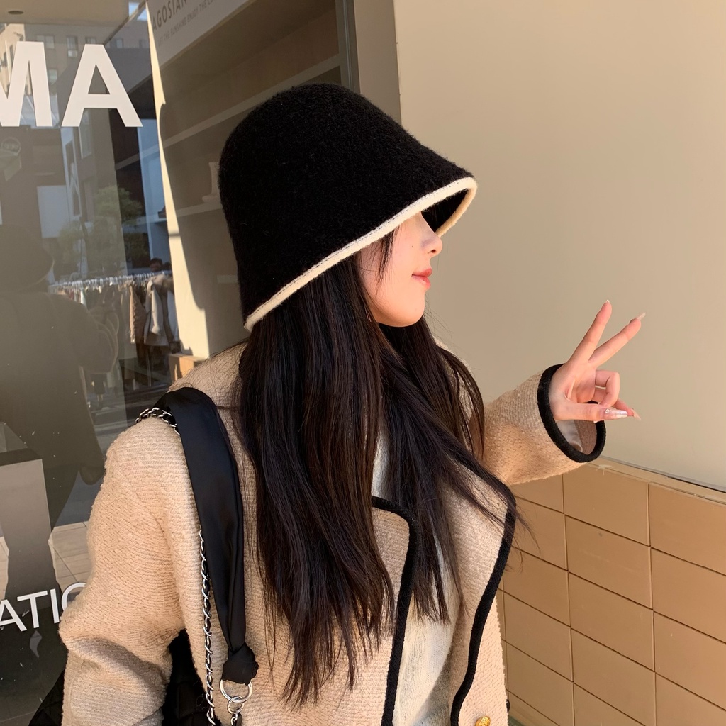 Mũ Bucket Ngắn Bằng Vải Lông Phong Cách Hàn Quốc Thanh Lịch Dễ Phối Đồ Dành Cho Bà Chen Showing
