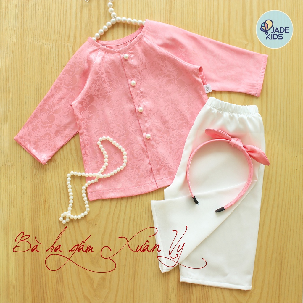 Áo Bà Ba Bé Gái Lụa Gấm Mềm Mịn, đồ lam đi chùa cho bé siêu dễ thương, đáng yêu cho bé có size từ 7kg tới 21kg