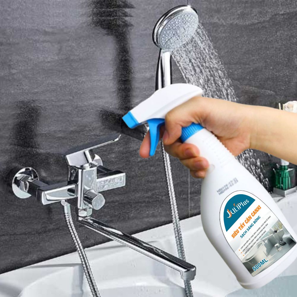 Tẩy cặn canxi inox nhà tắm Juliplus siêu tẩy rửa cặn bám trên vòi sen, vòi nước và vệ sinh vách kính, bồn sứ, gương soi