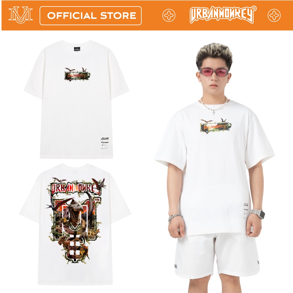 Áo Thun URBAN MONKEY JURASSIC Trắng Thun Cotton Cao Cấp | MAN | WOMAN | T-SHIRT