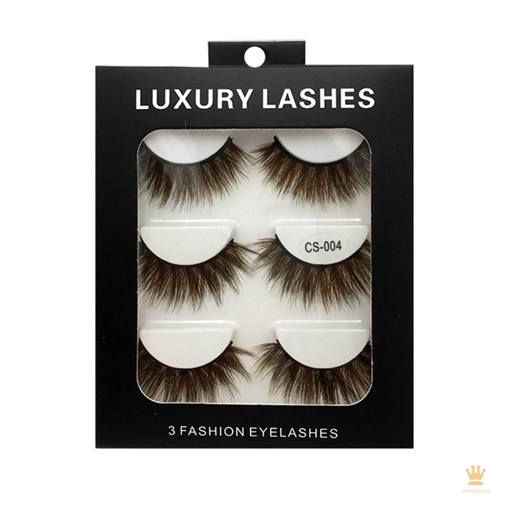 Set 3 Cặp Lông Mi Giả 3D Nhiều Màu Sắc Dày Và Cong Tông Tím Xám Xanh Dương