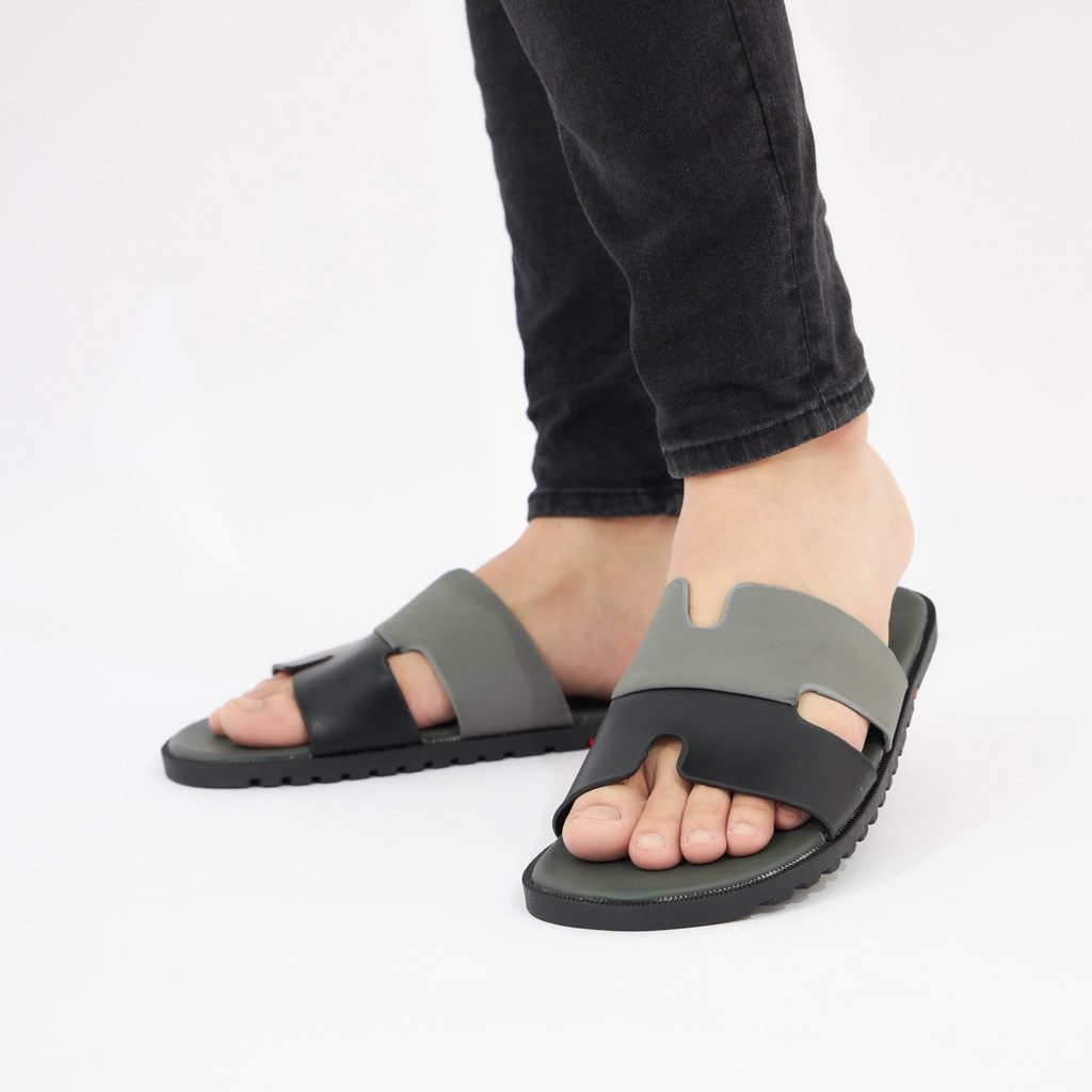 Dép MWC 7716 - Dép Da Nam Quai Chữ H Phối Màu Trẻ Trung