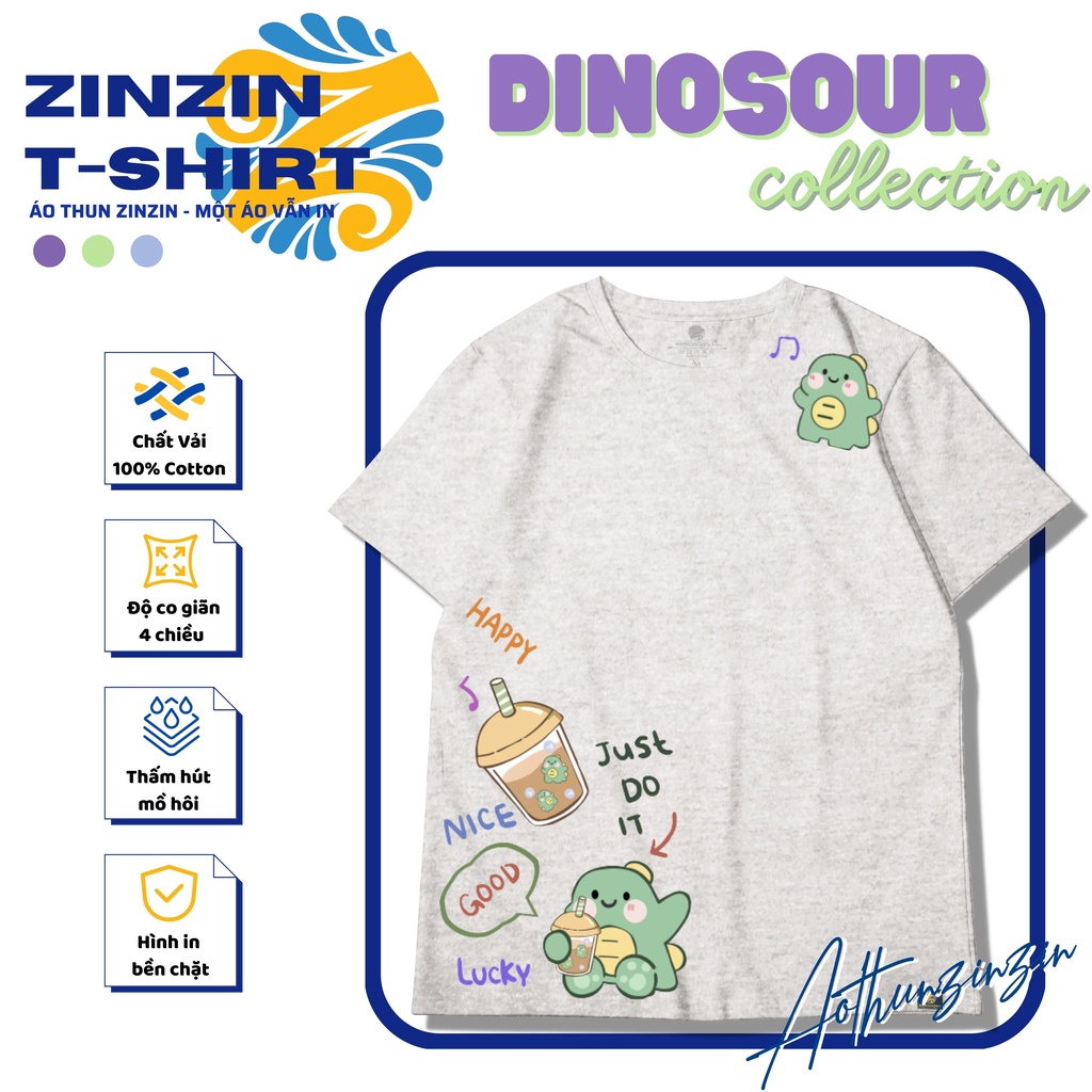 Áo thun khủng long cute 100 phần trăm cotton 4 chiều (mẫu số 5)