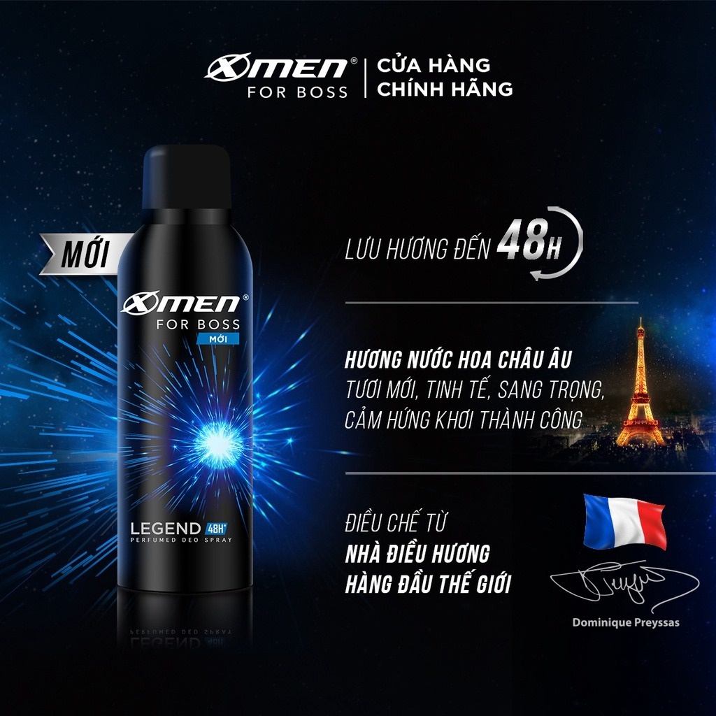 Lăn Khử Mùi Dạng Xịt Xmen For Boss Hương Nước Hoa 150ml Chính Hãng - Xịt Thơm Body X-Men Intense / Fire / Legend... Dezy