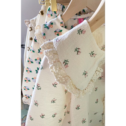 Bộ Đồ Cho Bé - Bộ Pijama Cho Bé Họa Tiết Ren Bèo Tiểu Thư Phong Cách Hàn Quốc Siêu Đáng Yêu
