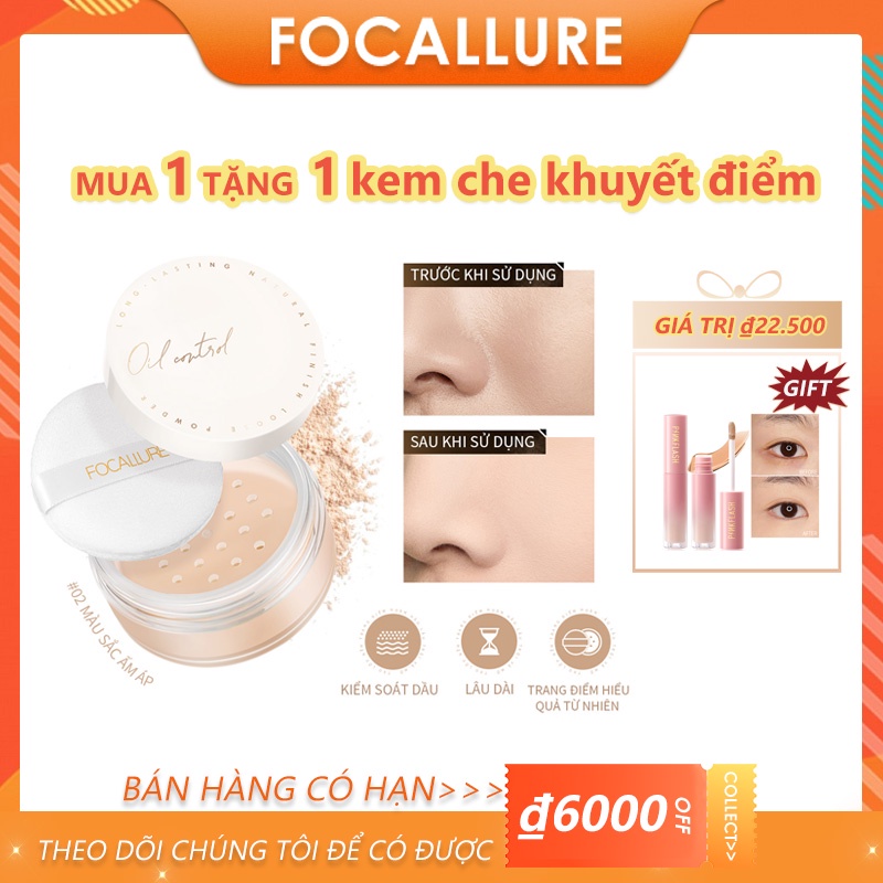 Phấn Phủ Dạng Bột Focallure Kiềm Dầu Không Vón Cục