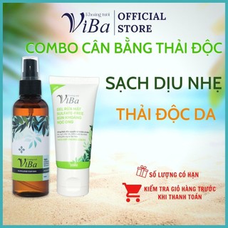 combo cân bằng thải độc da với Khoáng tươi Viba 250ml và Gel rửa mặt Viba 100ml