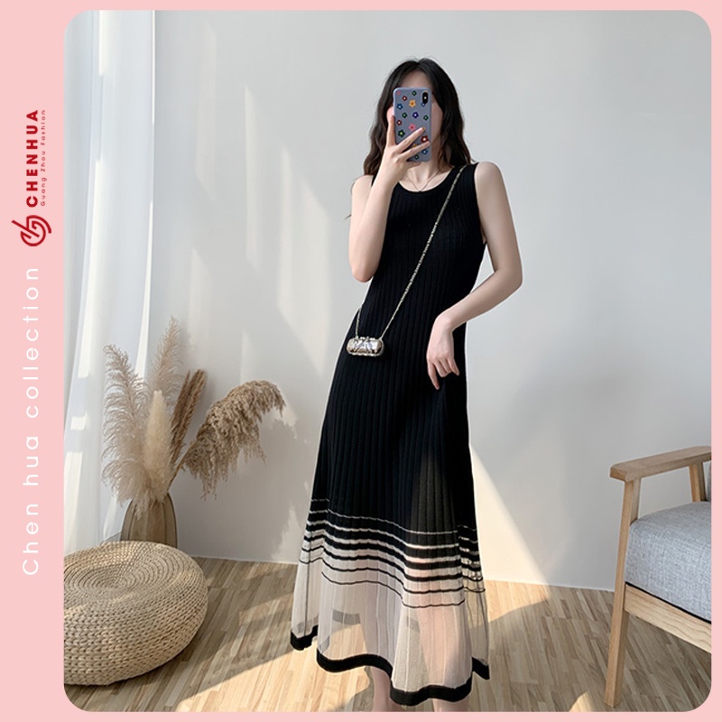 Váy len nữ ChenHua dáng dài chất len bẹt dày dặn đẹp VT18