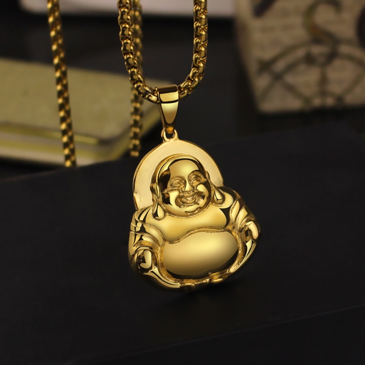 dây chuyền inox phật di lặc mạ vàng MD112