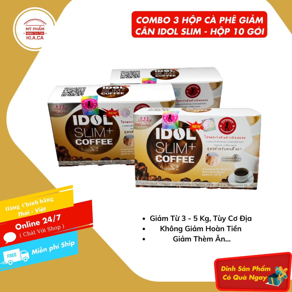 Combo 3 Hộp Cà Phê Giảm Cân Idol Slim Coffee X2 Thái lan Chính Hãng