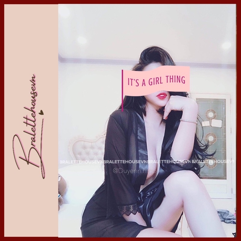 Choàng ngủ nữ voan kèm set bralette ren kèm lingerie S322 Bralettehousevn