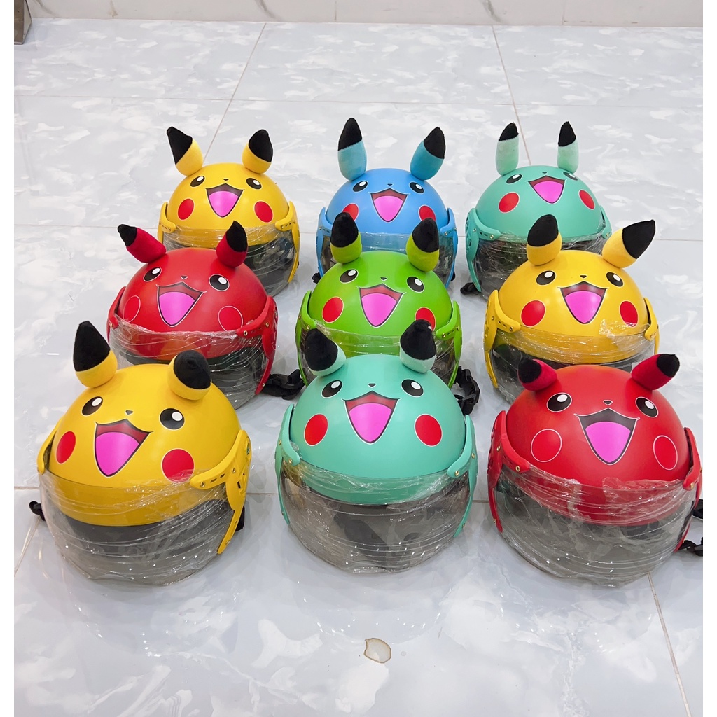 Mũ Bảo Hiểm Trẻ Em Có Kính, Tai Pikachu Cho Bé Từ 2 Đến 5 Tuổi Nhiều Màu Sắc