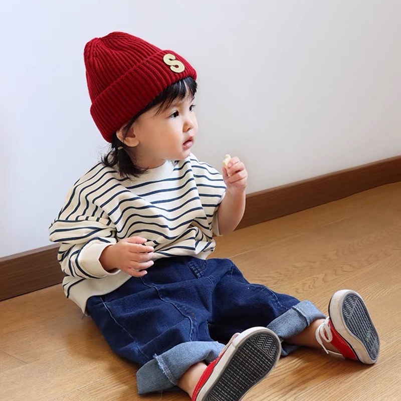 Hàng Mới Về Mới Mũ Len Thêu Chữ Phong Cách Hàn Quốc Cho Bé