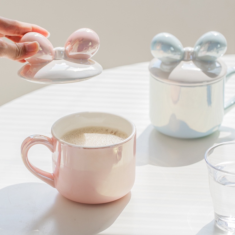 ❤Ly Uống Nước Mạ Điện Đính Nơ Màu Sắc Dễ Thương Dùng Làm Quà Tặng Cho Bạn Gái