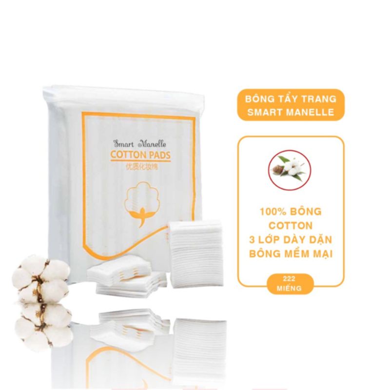 Bông tẩy trang Smart Manelle up cotton 3 lớp 222 miếng
