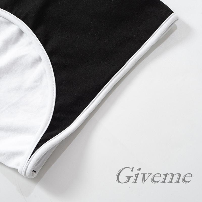 Áo Thun Lửng Tay Dài Cổ Tròn Màu Sắc Tương Phản Thời Trang Cho Nữ