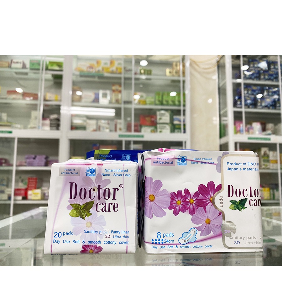 Băng vệ sinh thảo dược Doctor care ban ngày, đêm và hàng ngày hộp 3,8 và 20 miếng mềm mại, vừa thấm hút tốt, khô thoáng