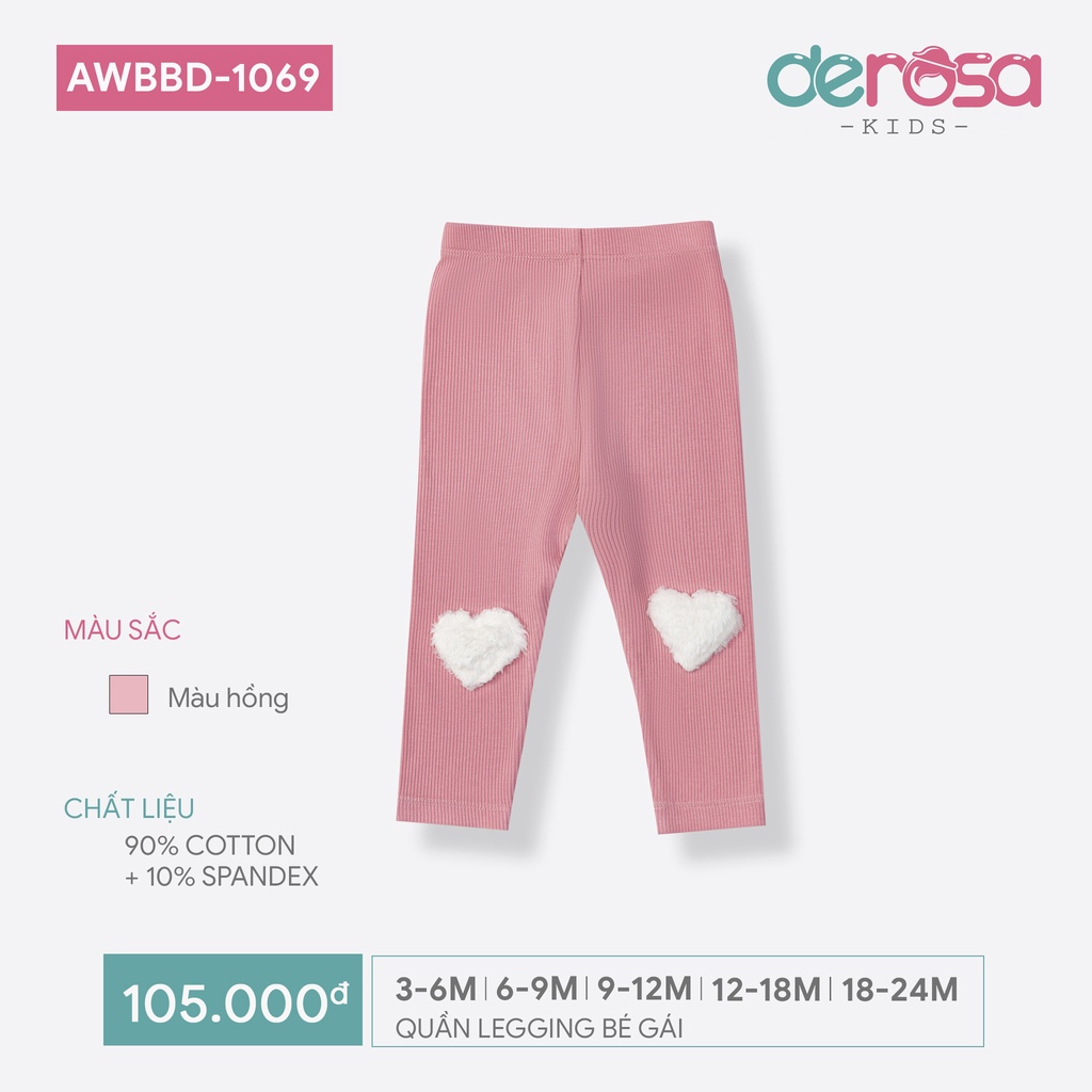 Quần Leggings DEROSA KIDS quần chất liệu cotton cho bé gái từ 3 đến 24 tháng AWBBD1069Q