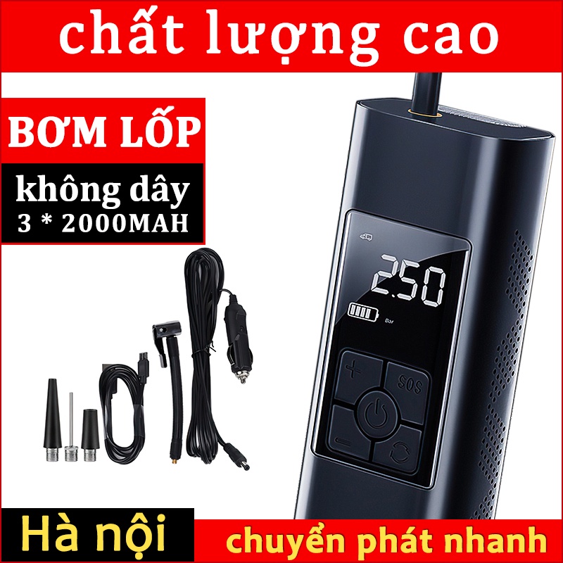 máy bơm lốp ô tô mini 12v Máy Bơm Lốp Xe Hơi Xe Máy Xe Đạp Điện màn hình