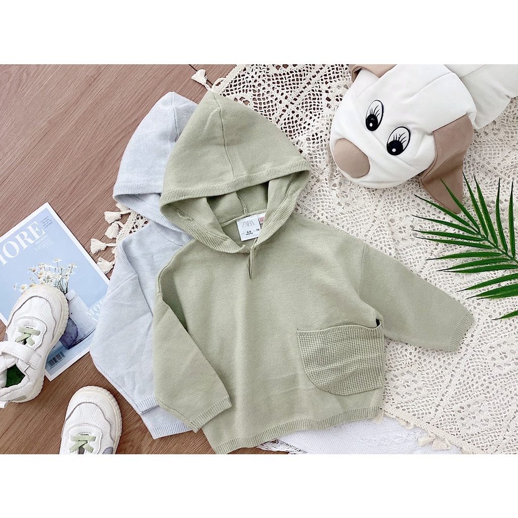 Áo len Zara có mũ tone Pastel cho bé