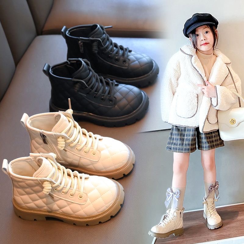 Giày cao cổ cho bé gái có khoá chất da cao cấp