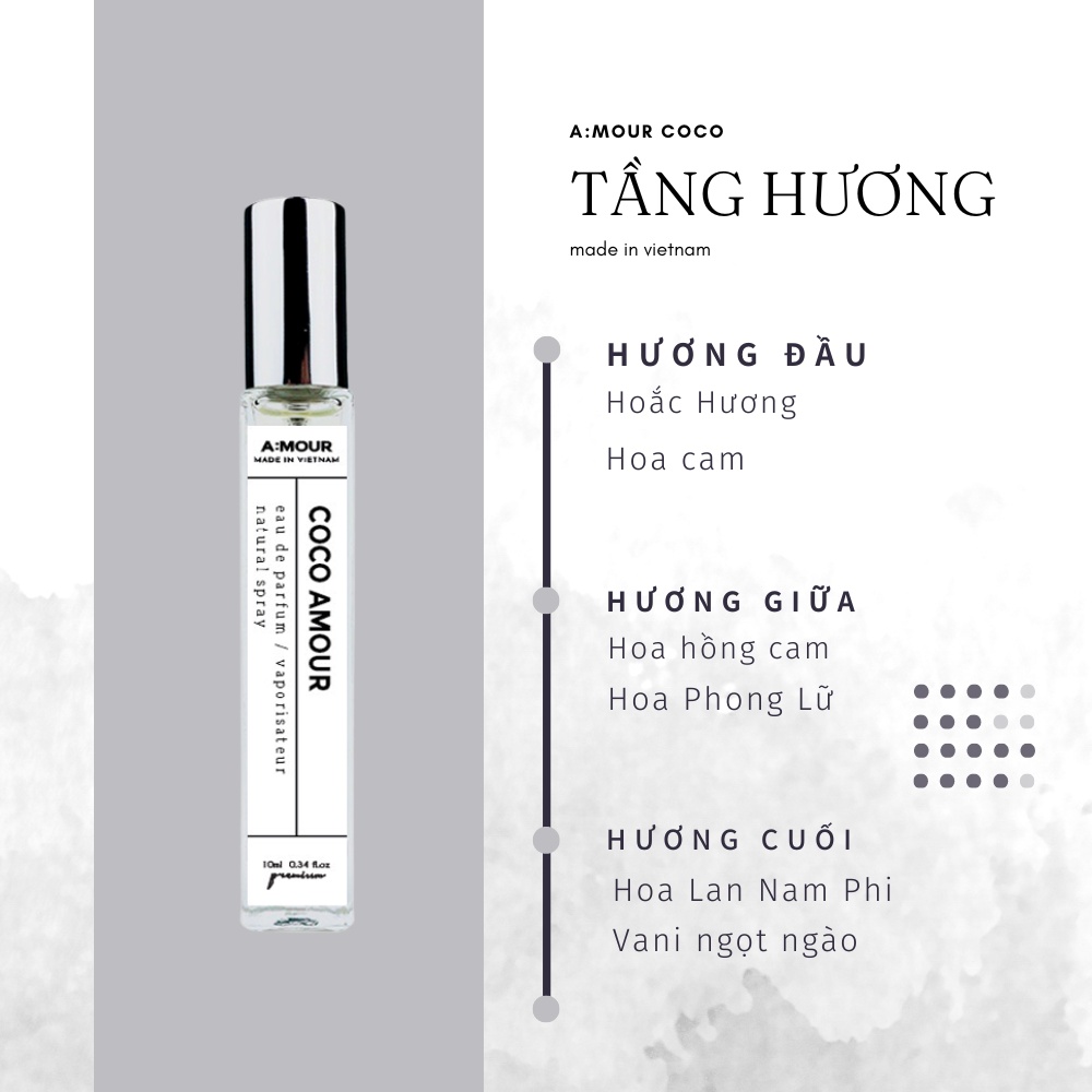 Nước Hoa Nữ Coco Amour Nguyên Liệu Nhập Pháp Hương Thơm Ngọt Ngào, Bí Ẩn, Dạng Xịt 10ml và 2ml