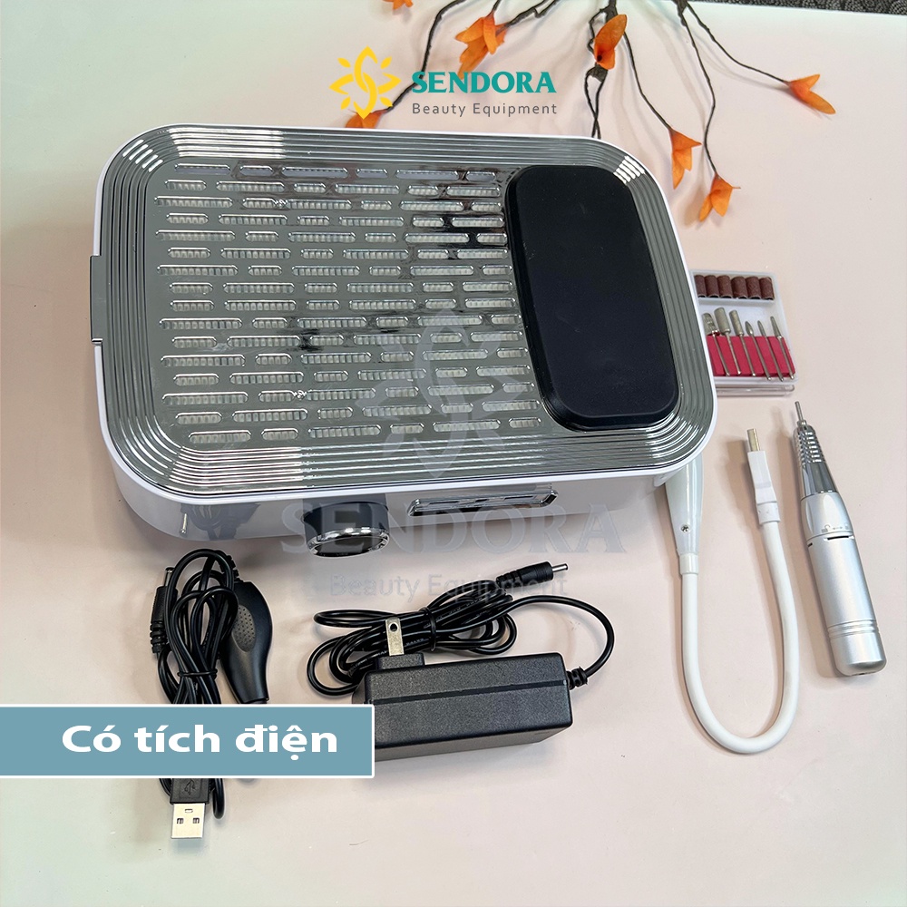 Máy mài móng tay tích điện kèm hút bụi và Máy mài nail 2in1 tích điện Sendora 80W 2in1- Hàng cao cấp