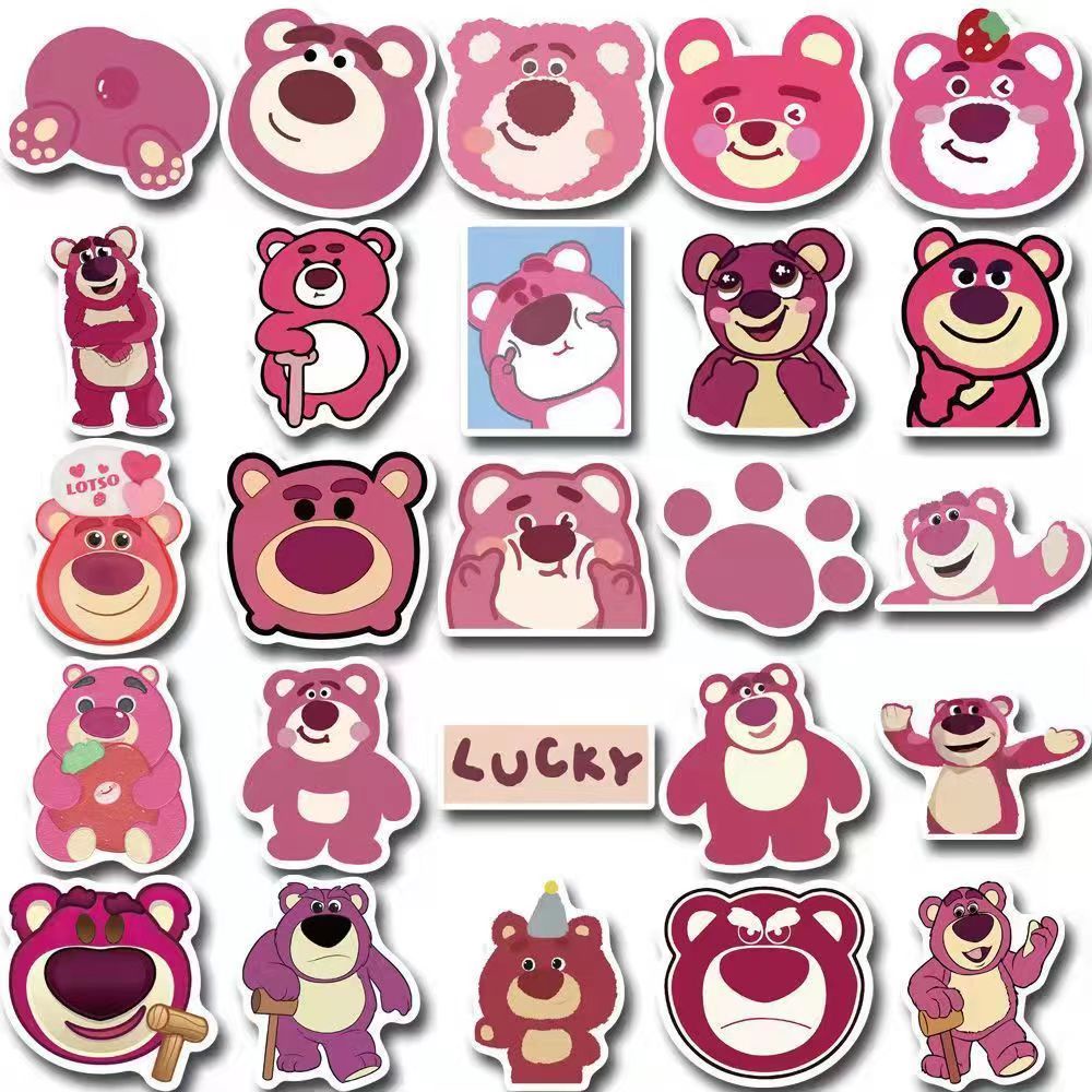 Miếng Dán Hình Gấu Dâu Tây Hoạt Hình Đáng Yêu trang trí hình Lotso chống nước dễ thương