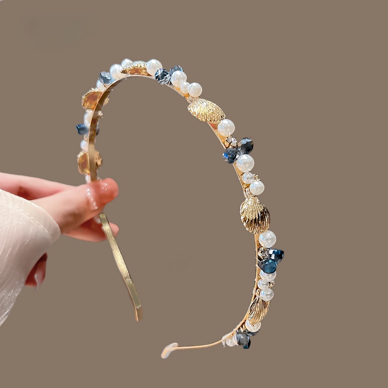 Băng Đô Cài Tóc Đính Hạt Ngọc Trai / Vỏ Sò / Sao Biển Phong Cách Hàn Quốc Cổ Điển Dành Cho Nữ