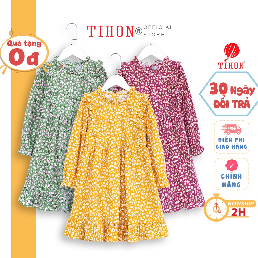 Váy cho bé gái TIHON chất liệu mềm mại, ấm áp mùa thu đông VD0750318