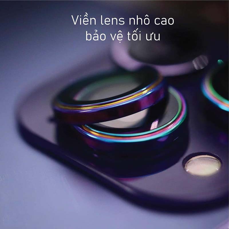 Dán camera PVD 2 lớp mầu tím + titan 14 promax/14 pro hàng chính hãng