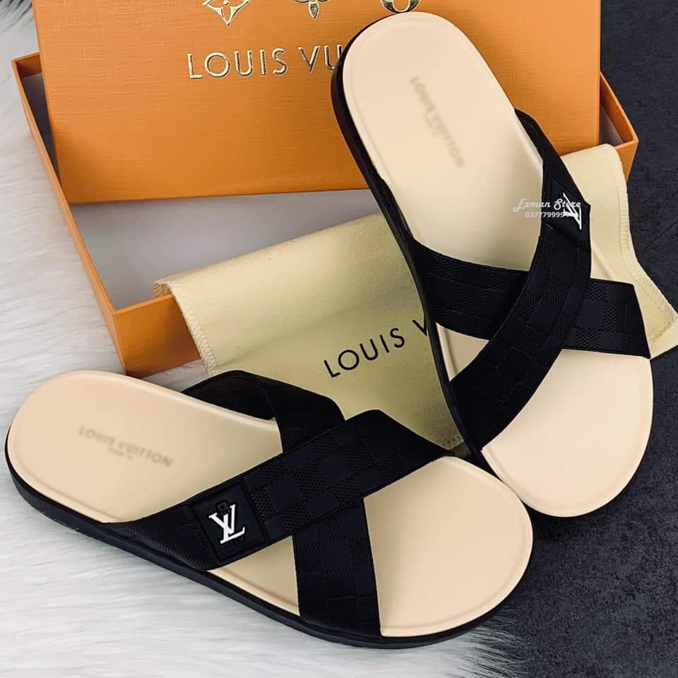 Dép LV Chéo Đen - Full Box - BTSTORE ĐÀ NẴNG