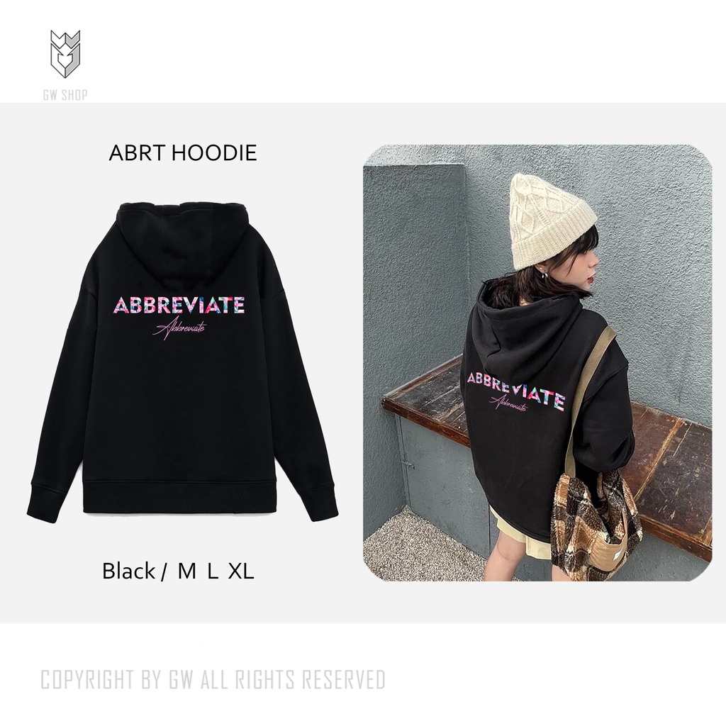 Áo nỉ hoodie Unisex Abbreviate Pink Flower áo nỉ bông in chữ Local Brand