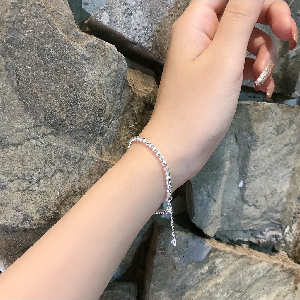 Lắc tay bạc nữ QMJ bi phay đẹp đơn giản, nhỏ xinh phụ kiện thời trang nữ vòng đơn giản - Q013