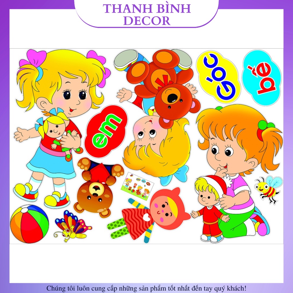 Góc lớp mầm non chất liệu PP,bóc dán trang trí lớp học phòng cho bé
