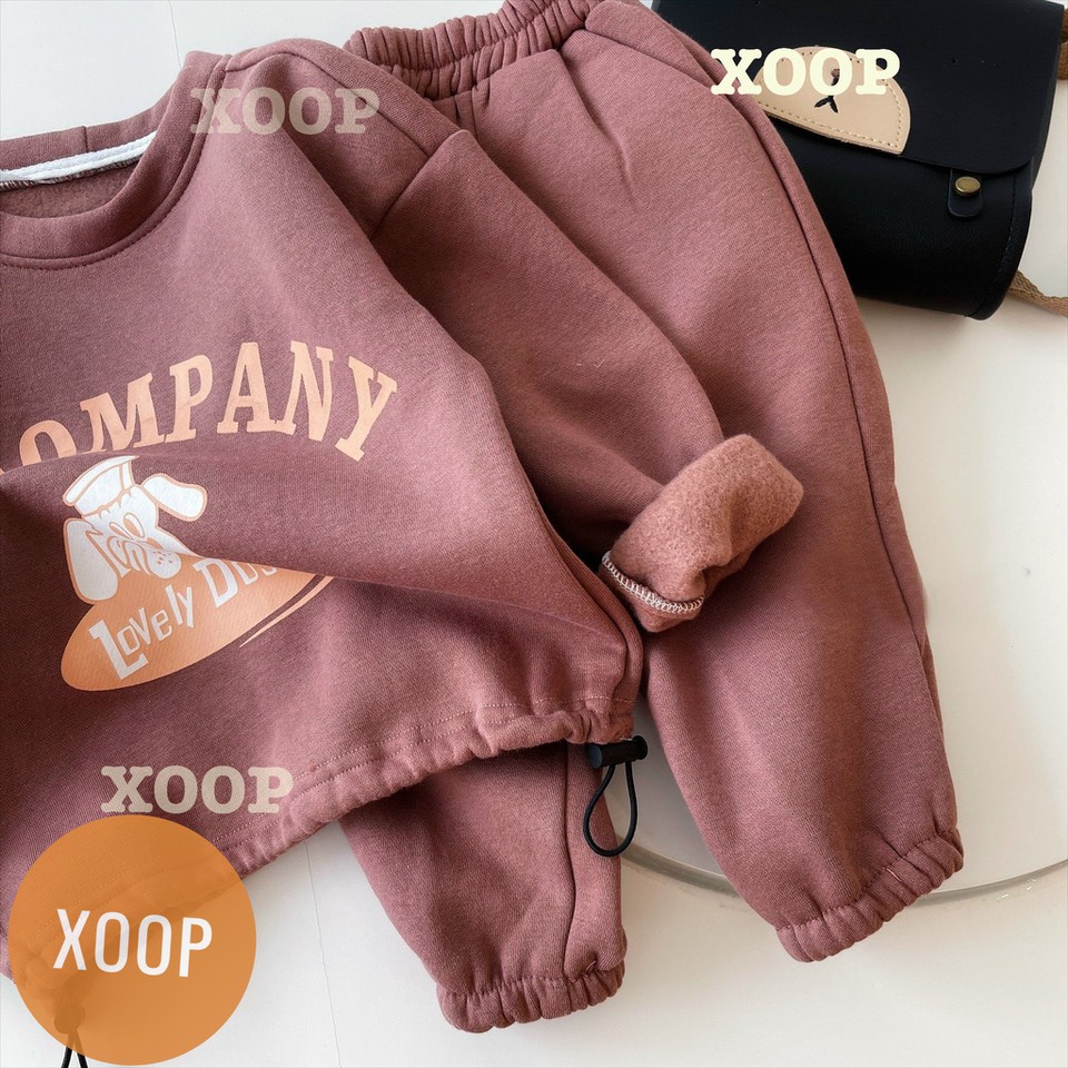 Bộ nỉ dài tay có dây rút in họa tiết ACCOMPANY cho bé ( cân nặng từ 11-28kg) BD19