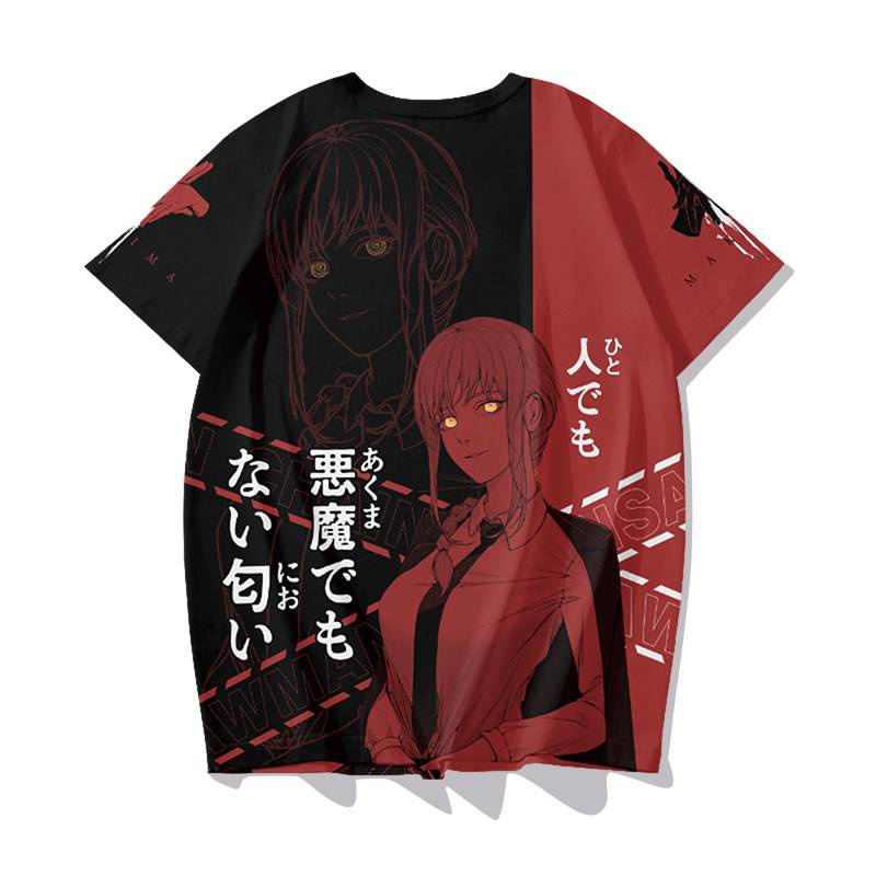 Áo Thun Tay Ngắn In Hình Chainsaw Man Makima 3D Thời Trang
